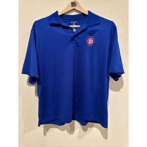 Antigua Men's Shirt Blue MLB Chicago Cubs Short Sleeve Polo Size XL